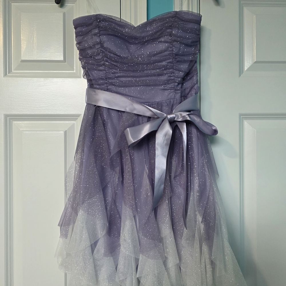 Elegant Lavender and White Strapless Dress